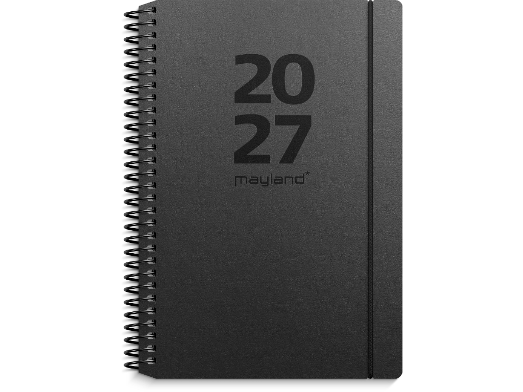 A6 ugekalender tværformat matsort genbrugskarton 2027