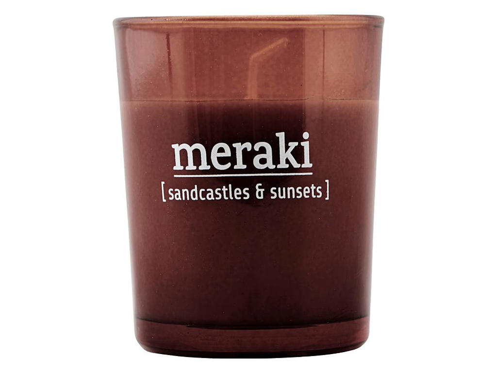 Duftlys Meraki Sandcastles & Sunsets i brændt henna glas - ren soyavoks, genanvendelig beholder