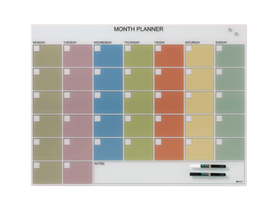 Magnetisk glastavle Naga | Month Planner | 80 x 60 cm | Pastel