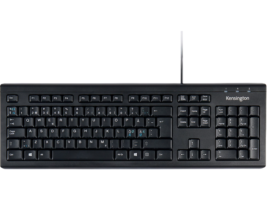 Tastatur Kensington med usb ledning black Nordic