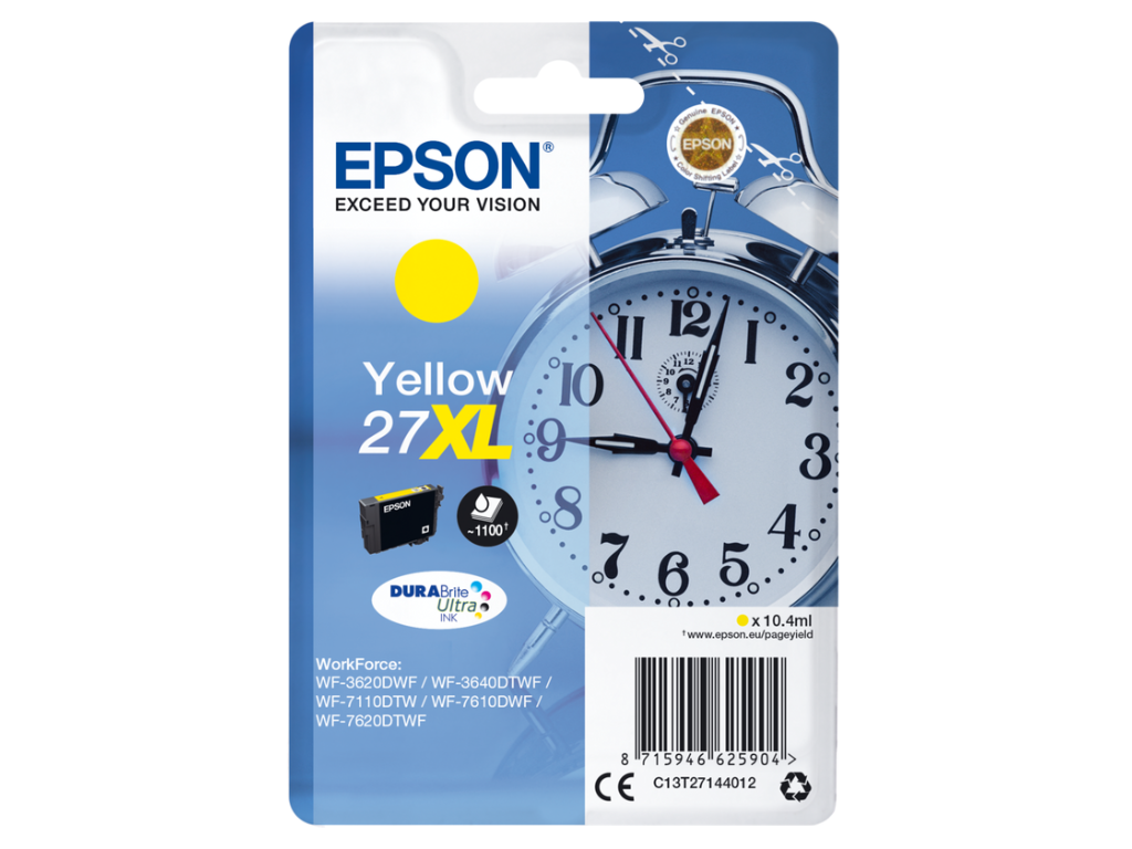 Epson blæk 27XL gul, 1100 sider
