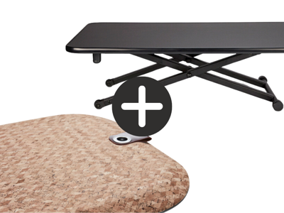 StandUp måtte i kork + sammenklappeligt bord sort