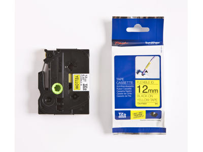 Brother tape TZeFX631 12mm sort/gul flexible 