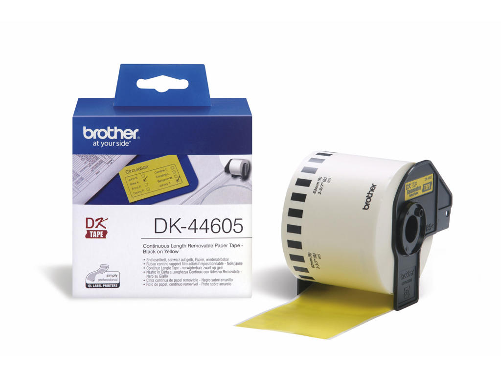Label Brother DK44605 62mm x30,48 meter gul aftagelig