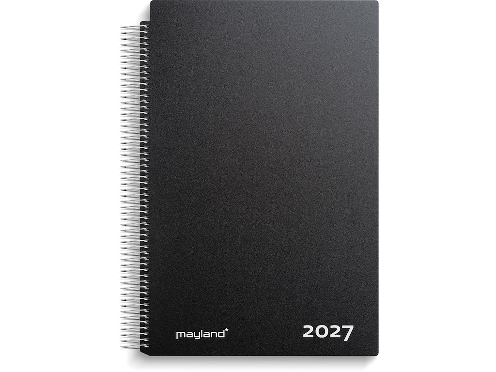 Aftalekalender A4 dag sort PP-plast 2027