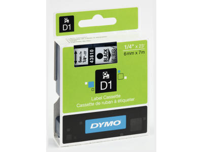Dymo tape 43610 6mm sort/klar