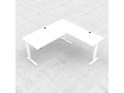 Hæve-/ sænkebord 180x180 cm hvid med hvidt stel