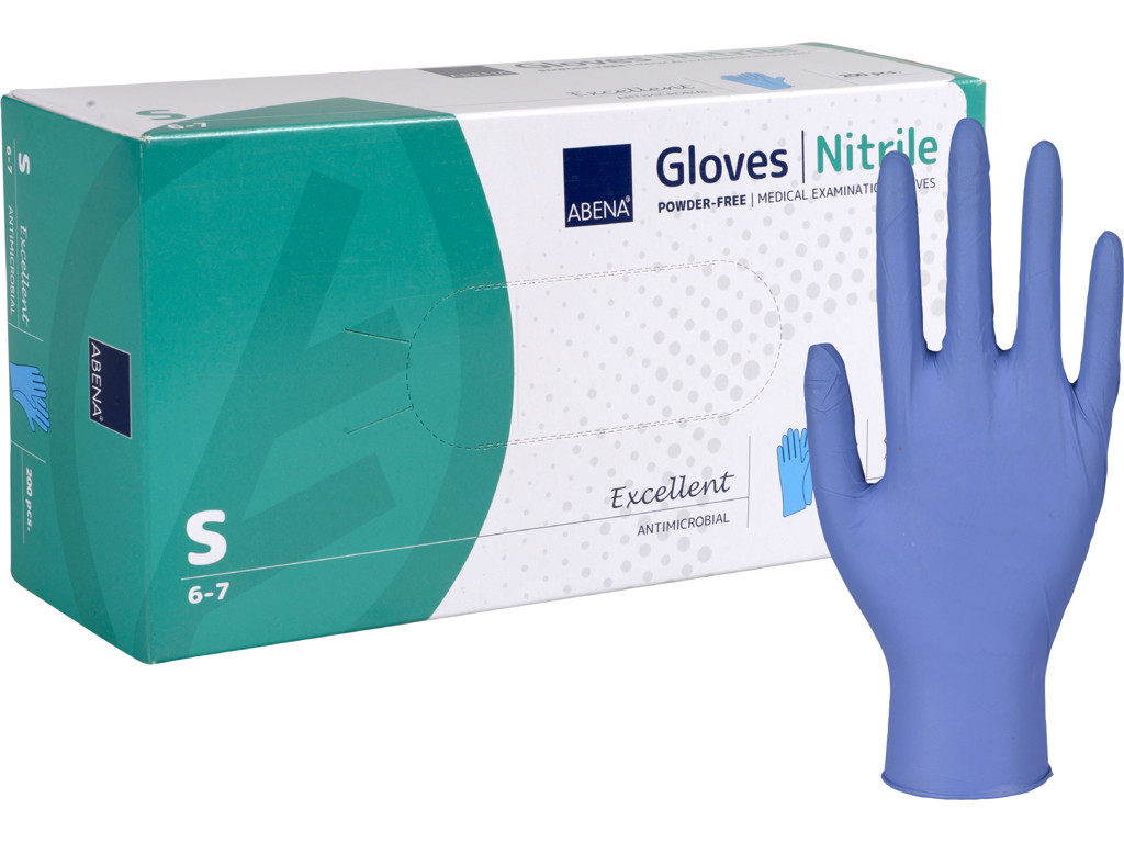 Nitrilhandske pudderfri S blå 200 stk antimikrobiel
