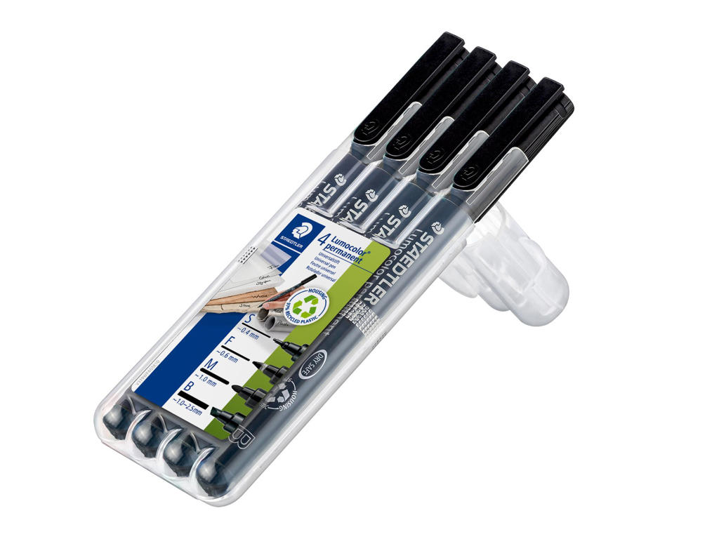 Køb Marker Lumocolor 319 Sort 4 Tykkelser - Pris 91.19 kr.