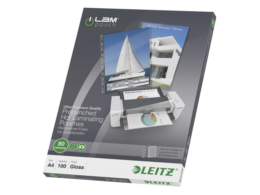 Lamineringslomme A4 80 mic med huller 100 stk