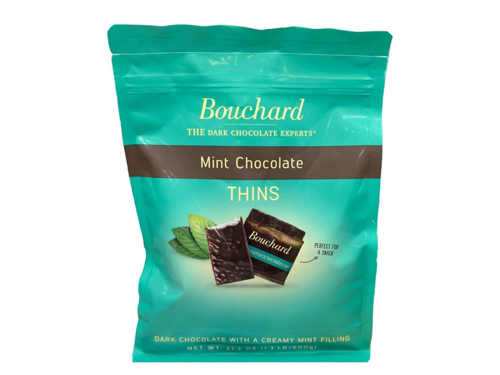 Bouchard chokolade Thins, mørk chokolade med mintfyld, 600 gr.