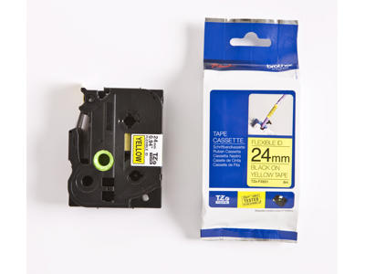 Brother tape TZeFX651 24mm sort/gul flexible 