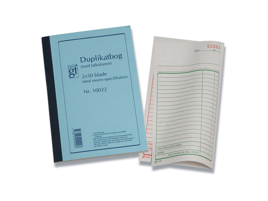 Duplikatbog GF10022 med moms 108x200mm 2x50 blade
