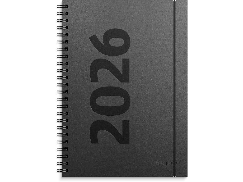 A5 ugekalender højformat matsort genbrugskarton 2026