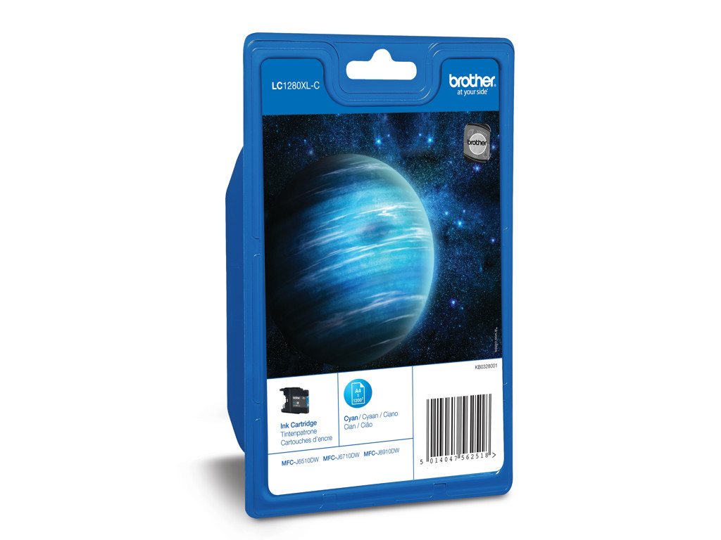 Brother blæk LC1280XLC cyan, 1200 sider