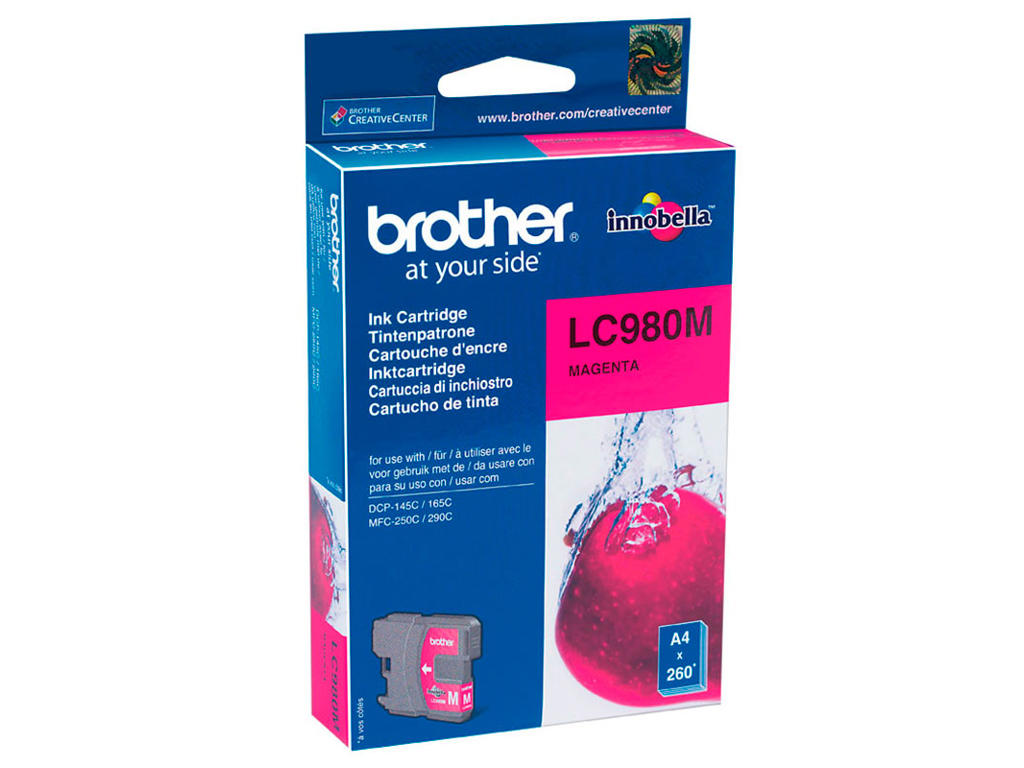 Brother blæk LC980M magenta, 260 sider
