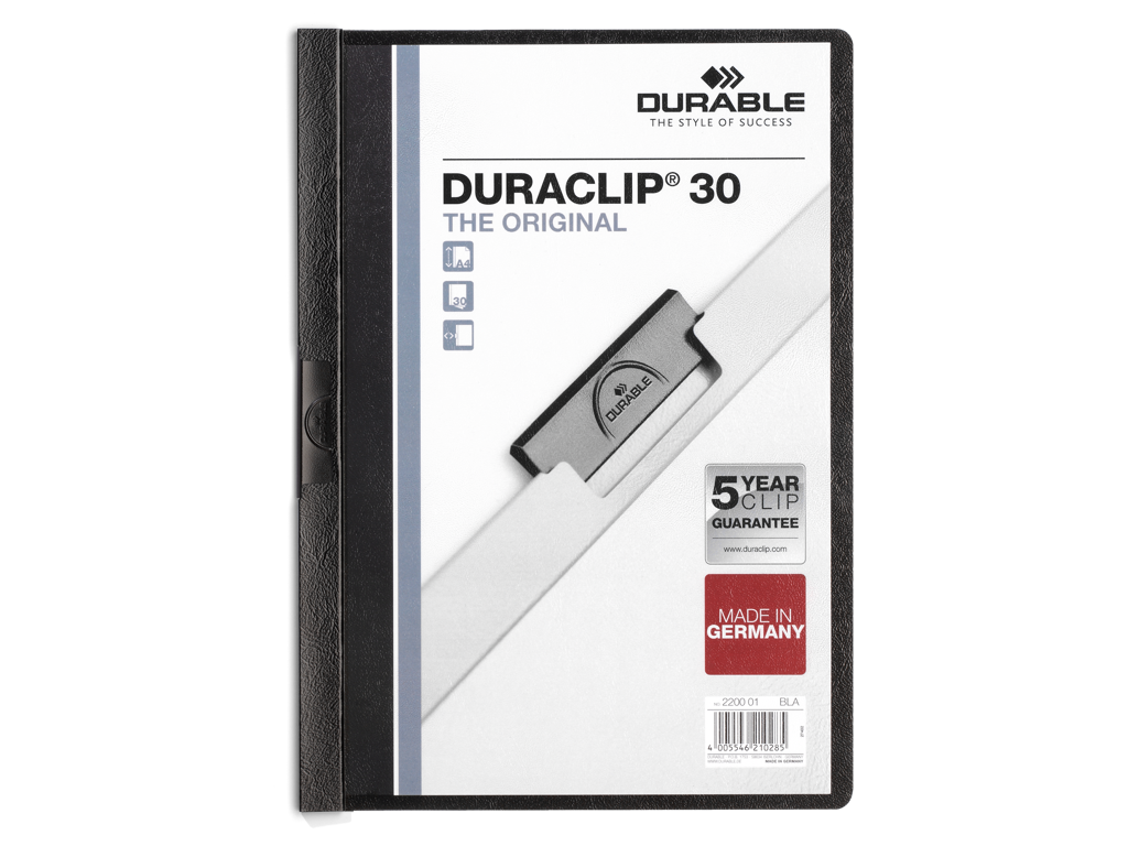 Klemmappe m/transparent forside sort A4 30 ark