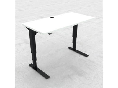 Hæve-/ sænkebord 120x60 cm hvid med sort stel