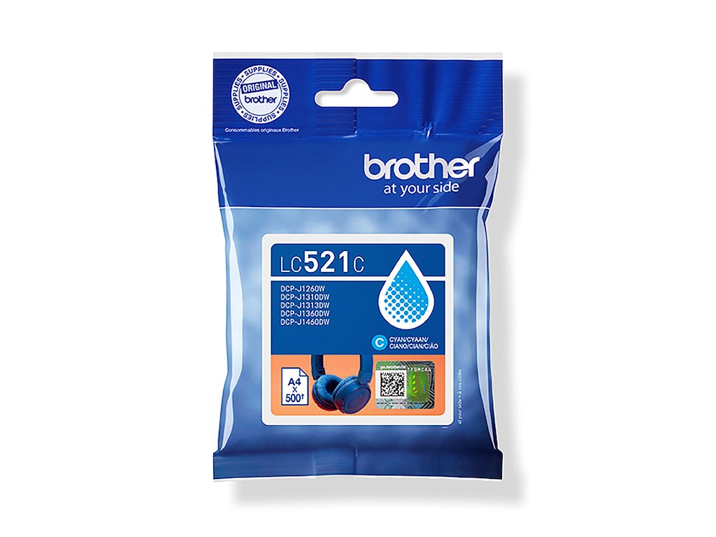 Brother Blæk Lc521 Cyan 500 Sider
