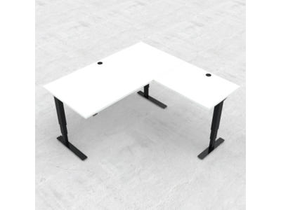 Hæve-/ sænkebord 160x160 cm hvid med sort stel