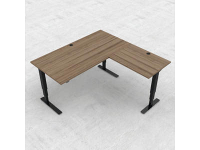 Hæve-/ sænkebord 160x160 cm valnød med sort stel