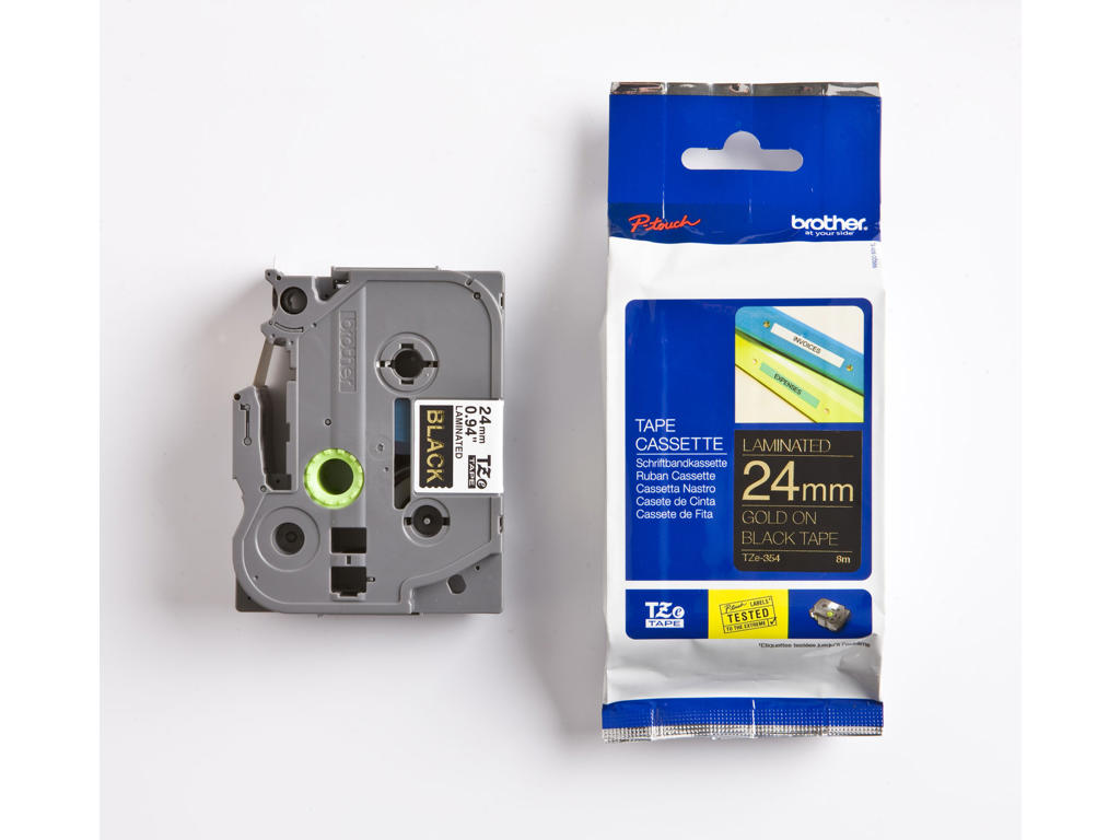 Brother tape TZe354 24mm guld/sort