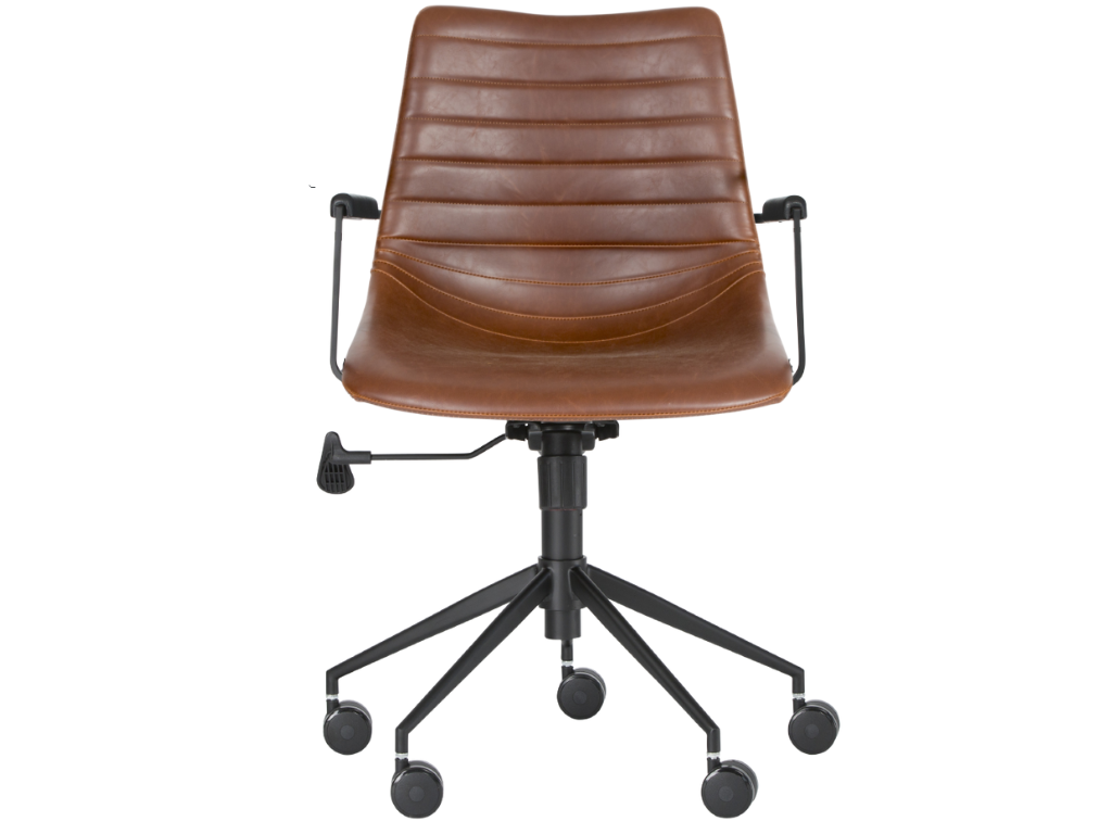 Konferencestol med armlæn | Ventus Down Office | Kastanje PU | Sort stel | Med hjul