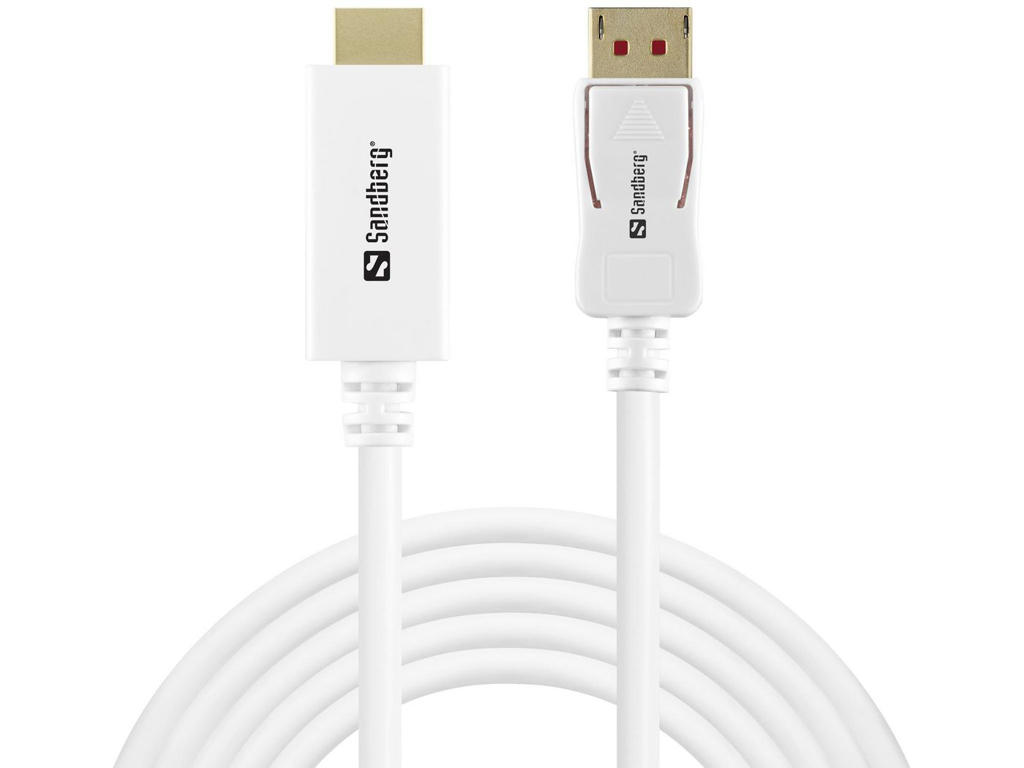 Displayport 1.4 til HDMI, hvid, 2 m.