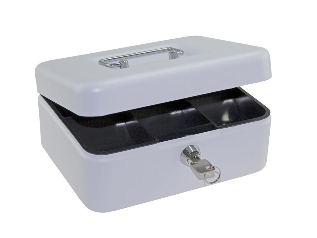 Pengekasse med 6 møntrum 90x160x200mm hvid