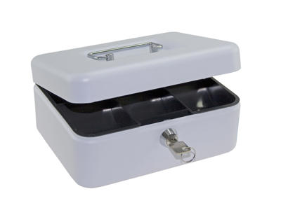 Pengekasse med 6 møntrum 90x160x200mm hvid