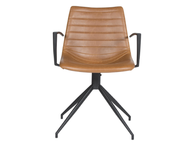 Konferencestol med armlæn | Ventus Down | Cognac PU | Sort stel