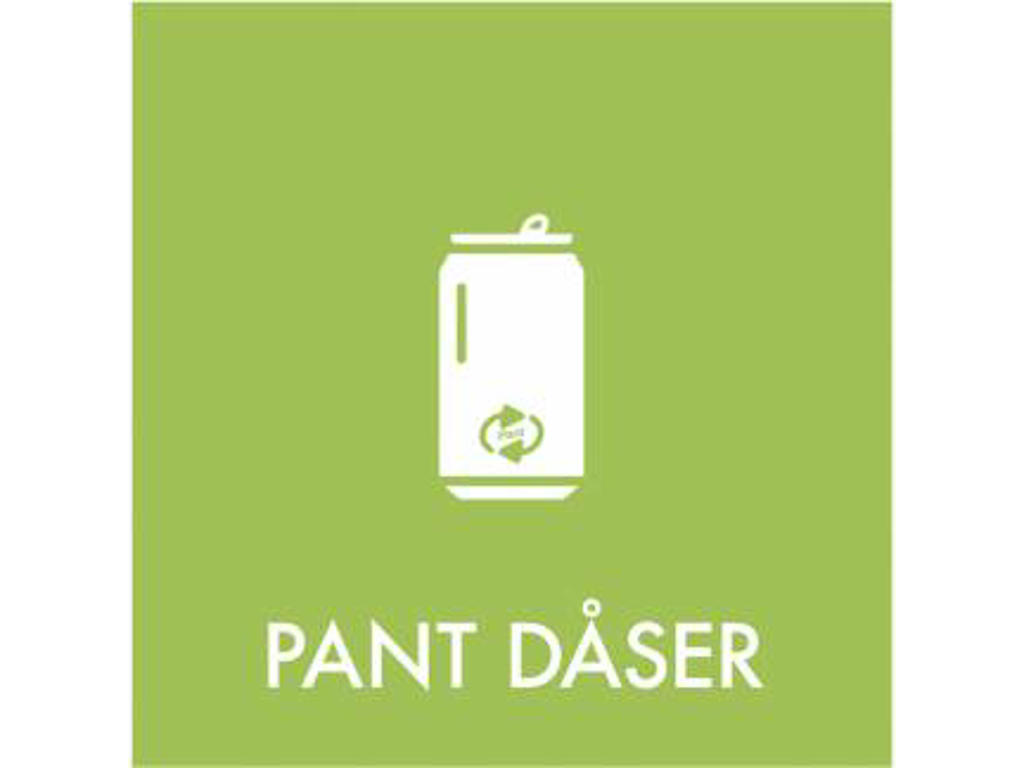 Affaldspiktogram Pant Dåser | 12x12cm | Selvklæbende Folie | Grøn