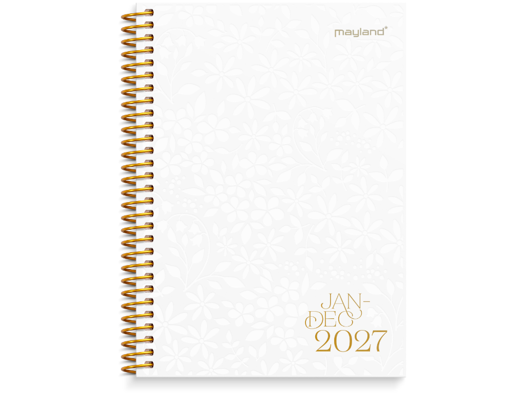 A6 ugekalender tværformat tekstilpræg 2027