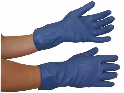 Latexhandske med velourisering M 7-8 blå 12 par