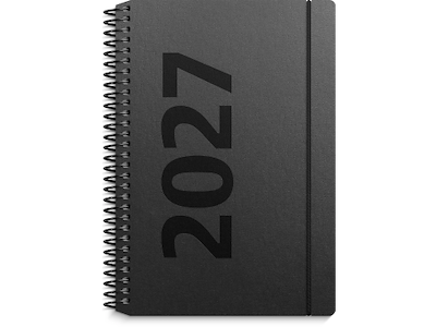 A6 ugekalender højformat matsort genbrugskarton 2027