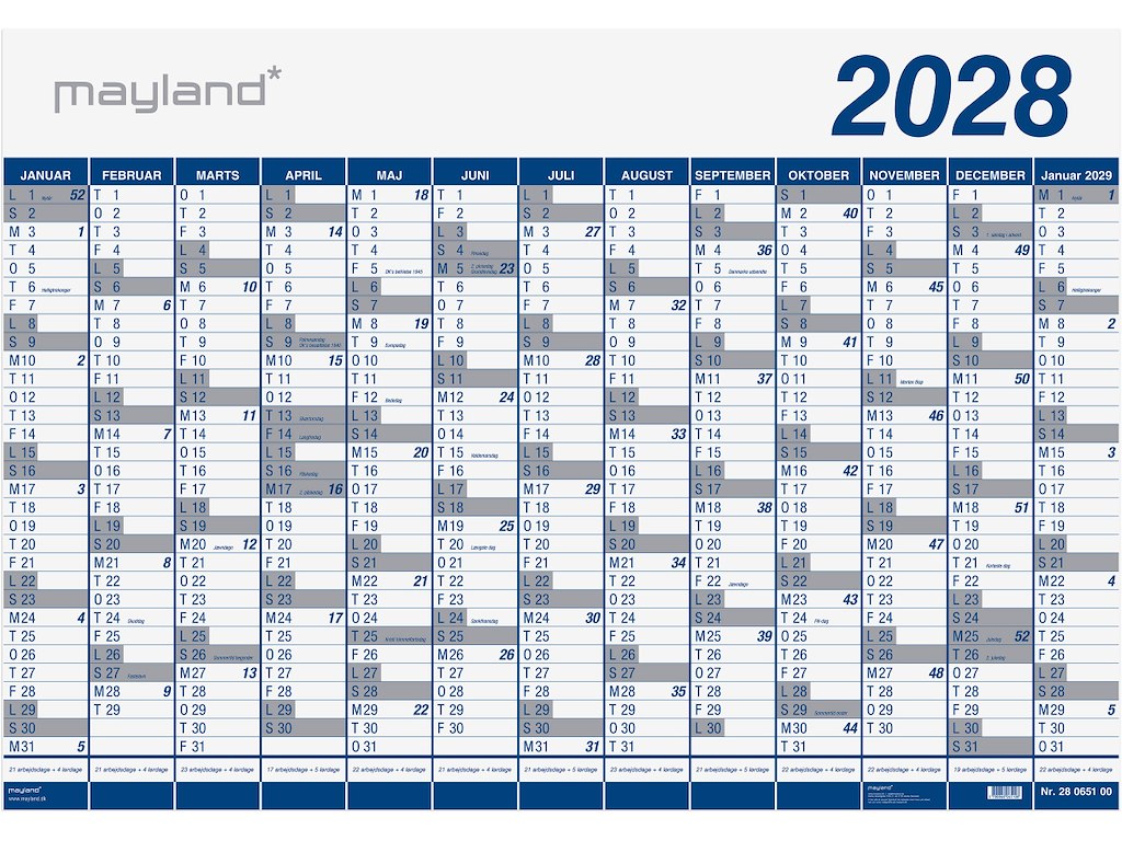 Kæmpekalender 1x13 mdr. Pp-plast rør 2028