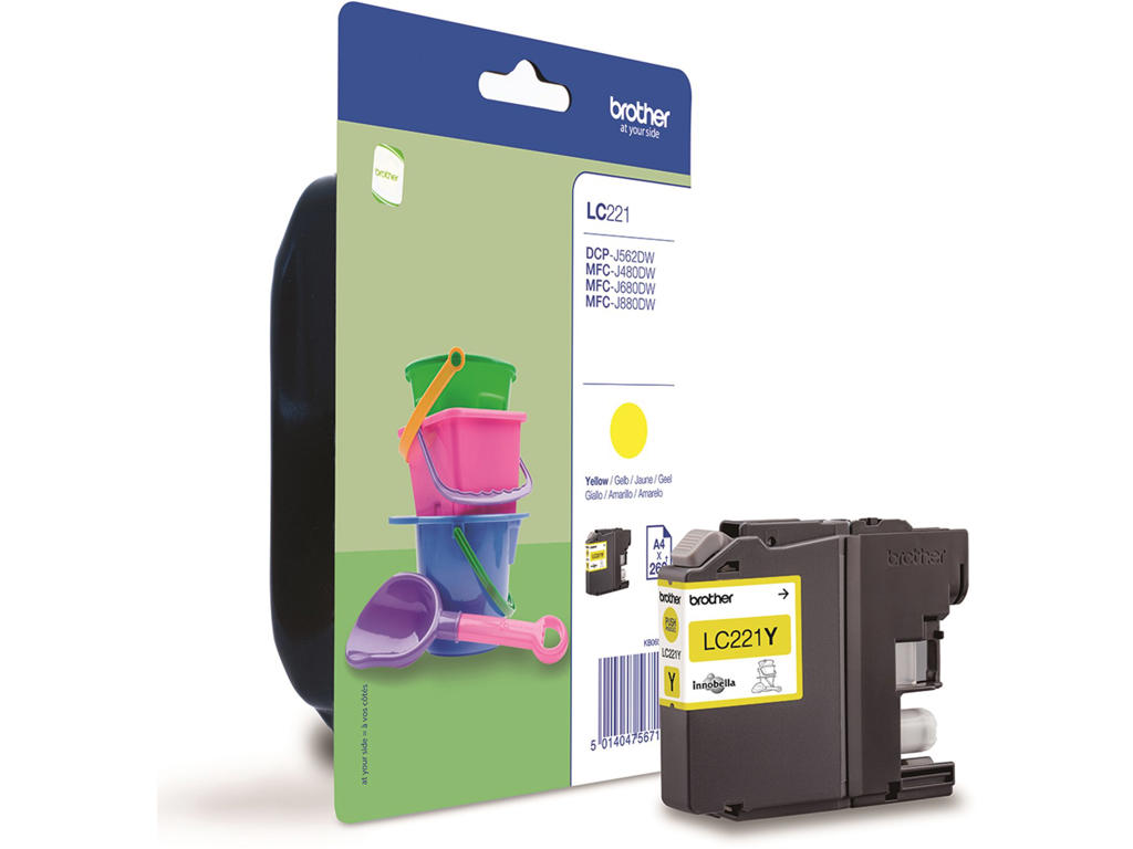 Brother blæk LC221 gul, 260 sider