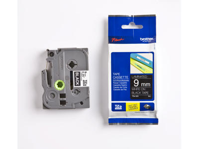 Brother tape TZe325 9mm hvid/sort