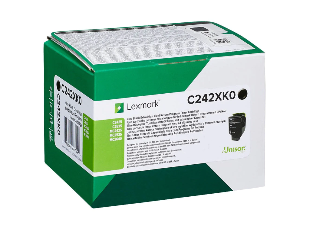 Lexmark toner C242XK0 sort, 6000 sider