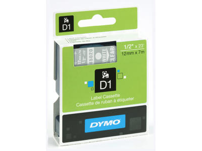 Dymo tape 45020 12mm hvid/klar