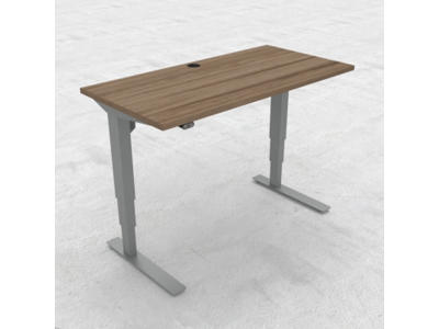 Hæve-/ sænkebord 120x60 cm valnød med sølv stel