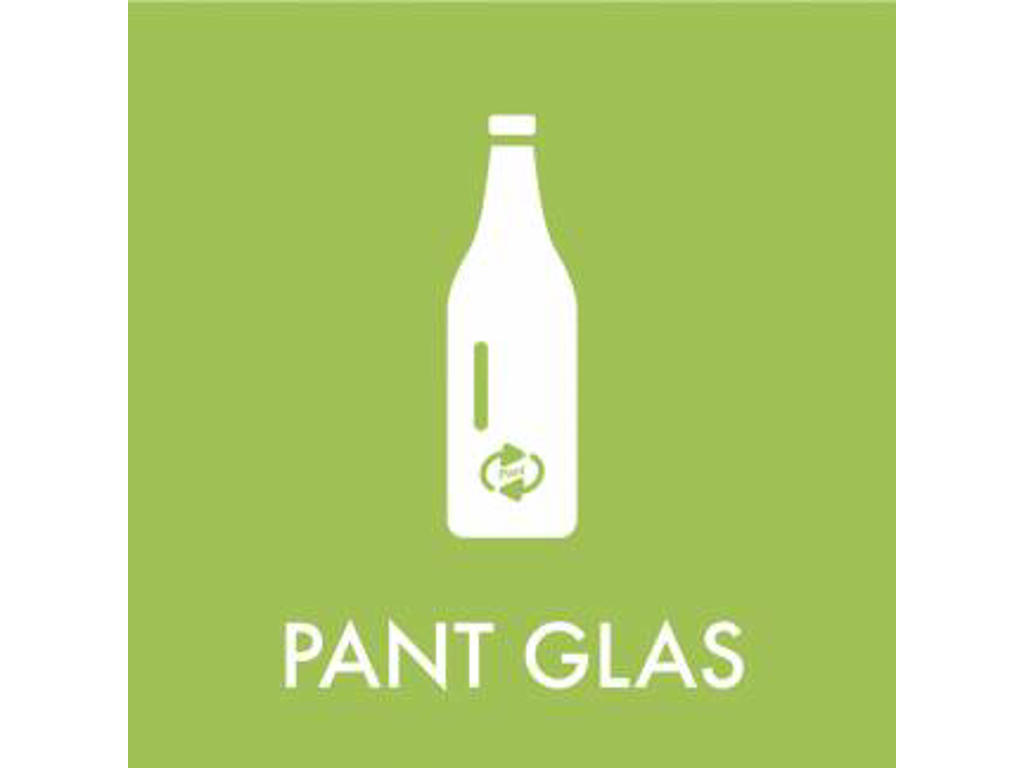 Affaldspiktogram PANT GLAS | 12x12cm | Selvklæbende Folie | Grøn