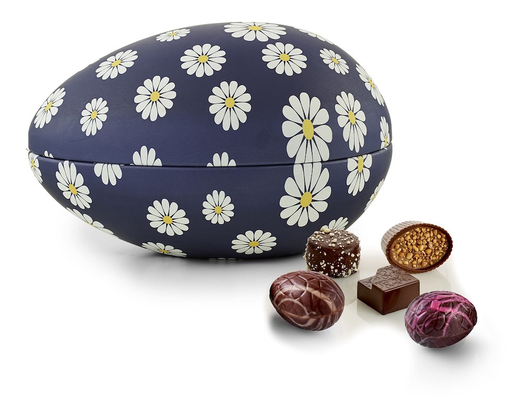 Royal Daisy metalæg | Luksus chokolade & luksusæg 250g.