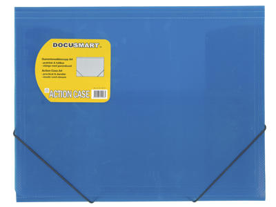 Elastikmappe A4 plast blå m/3 klapper