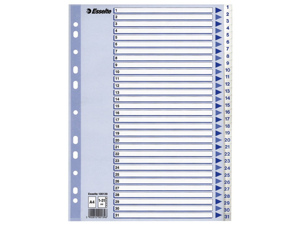 Talregister A4 Esselte 1-31 Hvid