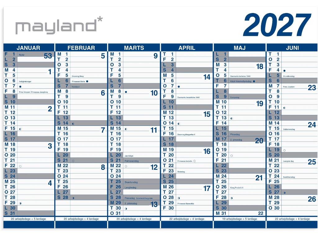 Kæmpekalender 2x6 mdr. Pp-plast rør 2027