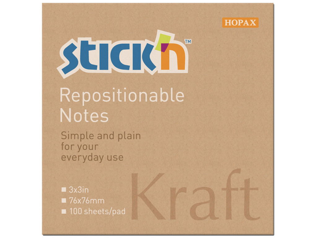 Notes 76x76 mm Stick'N brun genbrug