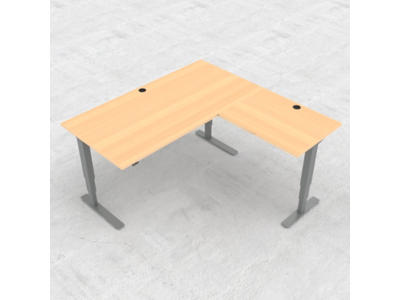 Hæve-/ sænkebord 160x160 cm med sølv stel