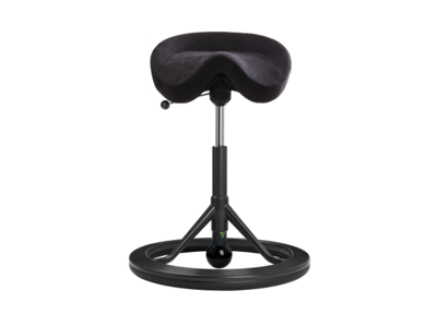 Ergonomisk kontorstol | Sadelstol | Backapp 2,0 | Sort alcantara | Sort stål