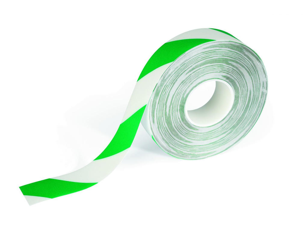 Advarselstape Duraline 50/07 50mm x 30 meter grøn/hvid